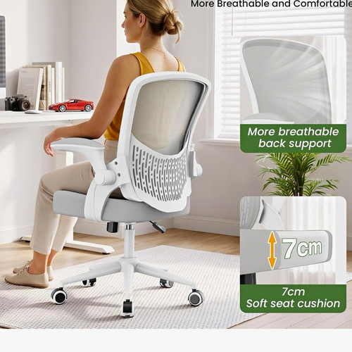 White ergonomic mesh back - white,